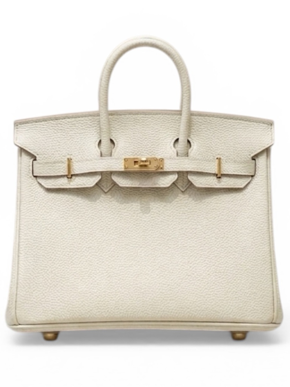 25CM Classic Togo Leather Top Handle Satchel Bag - Vanilla